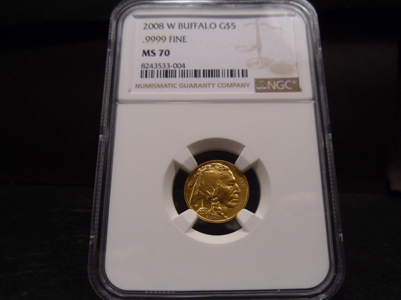 2008-W MS70 Gold Buffalo Coin 1/10oz .9999 Fine