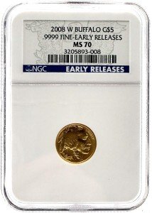 2008-W 1/10oz Gold American Buffalo Coin MS70