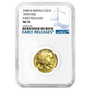 2008-W Burnished American Gold Buffalo Coin MS70