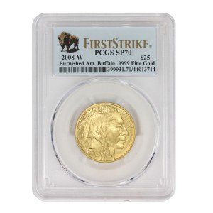 2008-W $25 Gold Buffalo Coin PCGS SP70 1/2oz