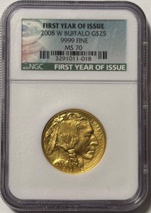 2008 W 1/2 Oz Gold Buffalo Coin MS70