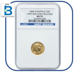 2008 W Burnished $5 Gold American Buffalo Coin