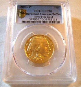 2008-W Burnished Gold Buffalo $25 Coin SP70