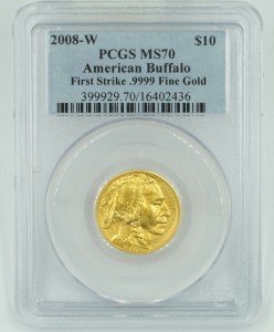 2008-W MS70 $10 Gold Buffalo Coin