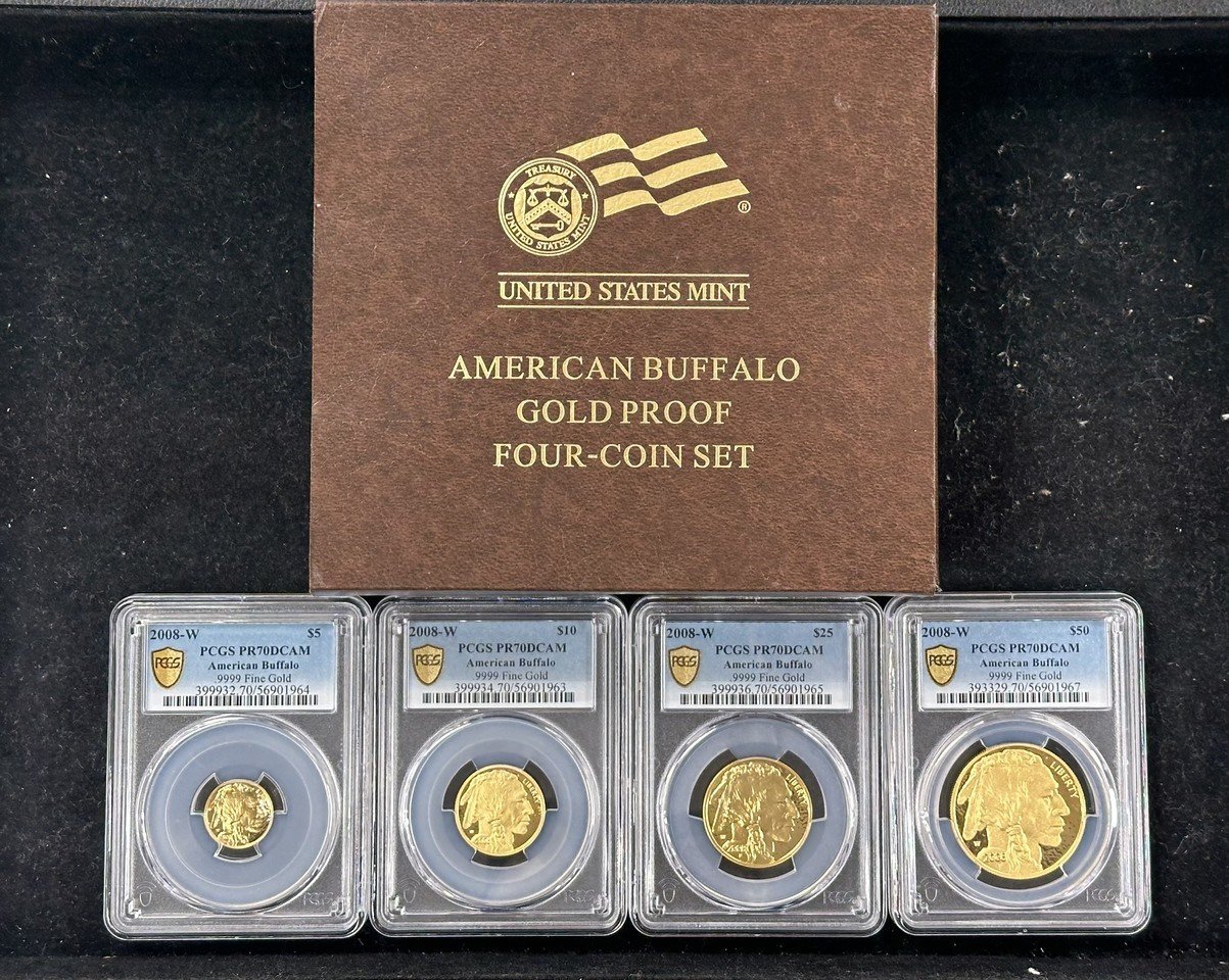 2008-W (PR70) 4 Coin Proof Gold Buffalo Set PCGS - 1, 1/2, 1/4, 1/10 oz