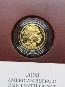 2008 W Gold Buffalo 1/10 oz Coin with Box