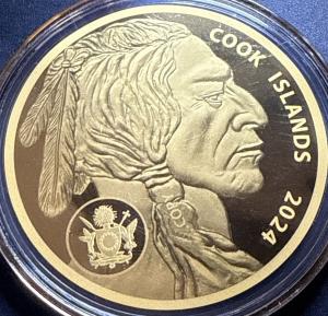 2024 Cook Island $25 Gold Indian Buffalo Coin