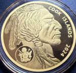 2024 Cook Island $25 Gold Indian Buffalo Coin