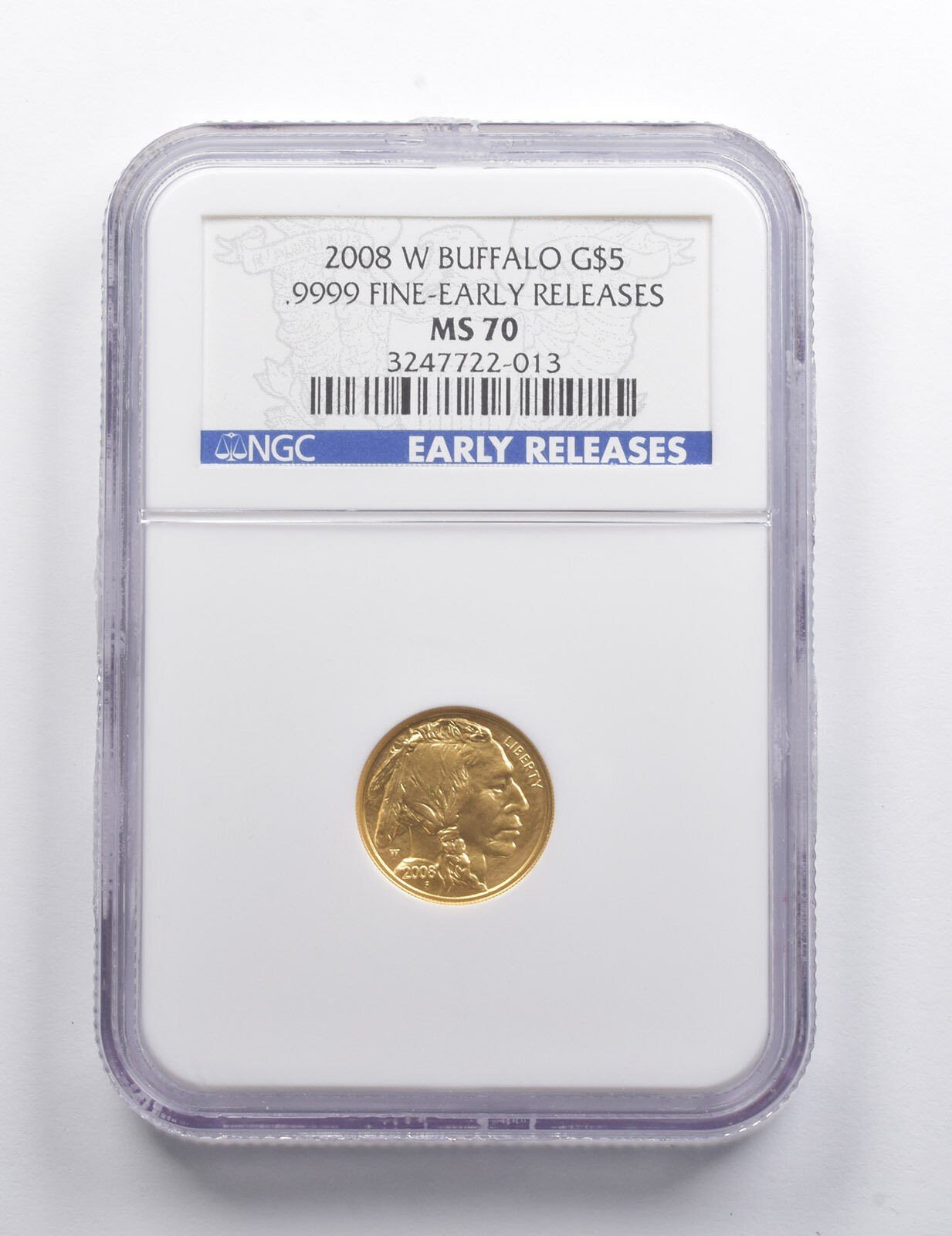 2008-W MS70 American Gold Buffalo 1/10 Oz Coin