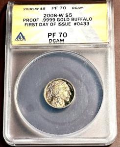 2008 W $5 Gold 1/10 American Buffalo Coin