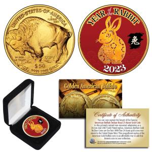 2023 Year of Rabbit Gold Clad Buffalo Coin
