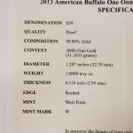 2013 Gold American Buffalo Proof Coin - 1 oz