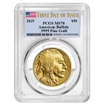 2025 $50 American Buffalo Gold Coin MS70 Flag Label