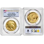 2025 $50 American Buffalo Gold Coin MS70 Flag Label