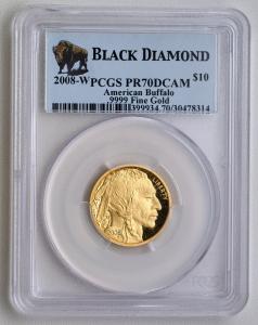 2008-W 1/4oz Gold Buffalo Coin PR70DCAM