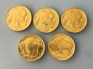 Set of 5 Gold 2025 American Buffalo Coins