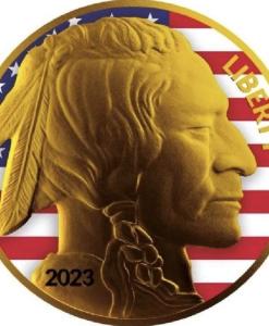 2023 American Buffalo Gold Coin with US Flag