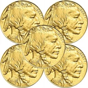 2025 1 oz American Buffalo Gold Coin - Lot of 5
