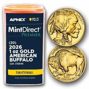 2026 1 oz Gold Buffalo Coin Tube (20 Coins)