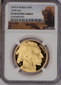 2020-W Gold Buffalo Coin 1 oz. $50 PF69 UC