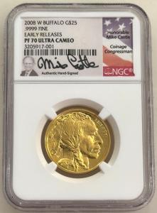 2008 W $25 Gold Buffalo Coin NGC PF70 Signed