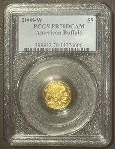 2008-W American Buffalo Gold $5 Coin PR70DCAM