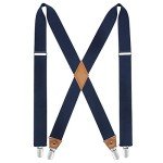 Men's Adjustable X-Back Suspenders with 4 Clips - Navy Blue