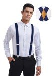Men's Adjustable X-Back Suspenders with 4 Clips - Navy Blue