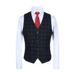 Men's Slim Fit Plaid Blazer, Vest, and Pants