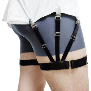 Men's Adjustable Shirt Stays with Clips - Black