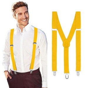 Heavy Duty Yellow Suspenders for Men & Women