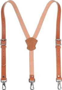 Brown Leather Heavy-Duty Men's Suspenders