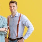 Brown Leather Heavy-Duty Men's Suspenders