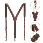 Men's Heavy Duty Y-Back Leather Suspenders