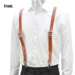 Brown Leather Heavy-Duty Men's Suspenders