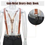 Brown Leather Heavy-Duty Men's Suspenders