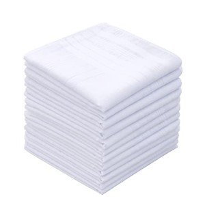 Men's Cotton White Handkerchiefs Set of 12