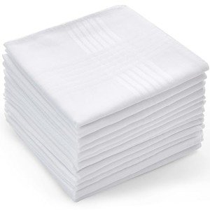 13 Pack Cotton Handkerchiefs for Men - White Pocket Squares