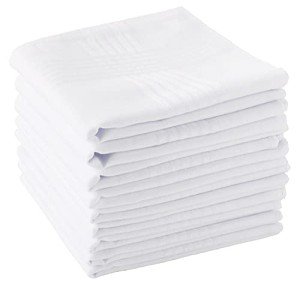 Soft Cotton White Men's Handkerchiefs - 12 Pack
