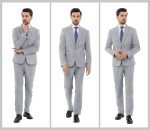 Light Grey Slim Fit Men's Suit Set