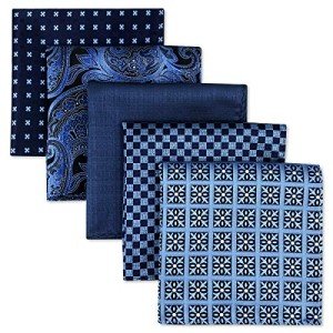 Men's Silk Pocket Square Handkerchief Set, 5 Pieces