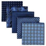 Men's Silk Pocket Square Handkerchief Set, 5 Pieces