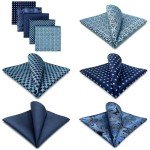Men's Silk Pocket Square Handkerchief Set, 5 Pieces