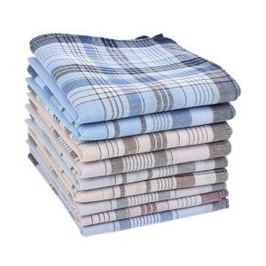 Men's Cotton Striped Checkered Handkerchief Set - 6 Pack