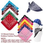 Colorful 12-Pack Paisley Bandanas for Everyone