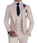 Men's Beige Slim Fit 3-Piece Tuxedo Suit