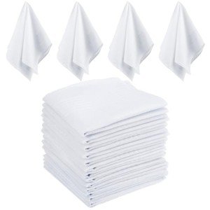 15PCS Cotton Handkerchiefs for Men - Classic White