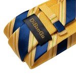 DiBanGu Men’s Yellow and Blue Stripe Tie Set
