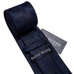 Navy Blue Paisley Silk Tie with Accessories