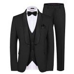 Slim Fit 3-Piece Black Suit for Men